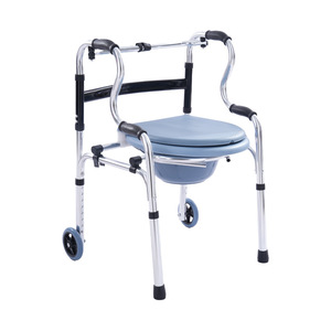 Aluminum Alloy Walker With Wheels Foldable Commode <b>Chair</b> For Elderly <b>Mobility</b> Aid - Product Image 1