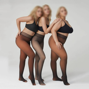 Collants thermiques opaques taille haute doublés polaire pour femme, couleur marron, pour l'hiver - Product Image 1