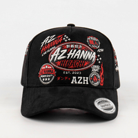 Groothandel Hoge Kwaliteit Gestructureerde 5-Panel Zwarte Effen Kunstsuède Op Maat Zware Borduurwerk Logo Baseball Petten Streetwear