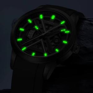 นาฬิกาข้อมือควอตซ์แฟชั่นผู้ชาย สไตล์ธุรกิจและกีฬา ตัวเรือนสแตนเลส สายซิลิโคน กันน้ำ รับผลิตแบบ OEM ODM หน้าปัดแบบเข็ม - Product Image 3