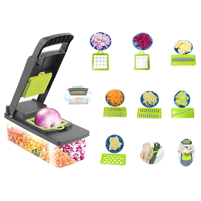 16 in 1 All in One Pro Multifunctional Manual Onion Potato Slicer Dicer Grinder Cutter Machine Vegetable Chopper