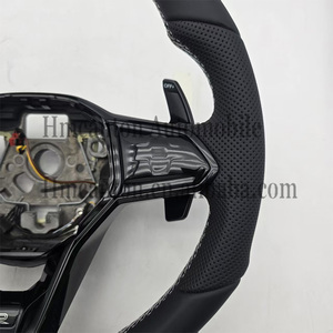 El volante de costura negro de cuero liso más popular para Volkswagen Golf 8 Volante de coche de bajo precio - Product Image 2