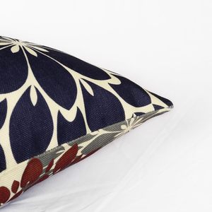Dahlia Floral Exterior Decorativo Lino Throw Pillow Covers 18x18 Azul Rojo Throw Pillows para decoración al aire libre - Product Image 5