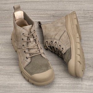 Bottes de neige pour hommes en cuir véritable, hauteur de la cheville, bout rond, semelle extérieure en caoutchouc, chaudes, antidérapantes, confortables pour l'hiver, semelle intermédiaire en EVA - Product Image 2