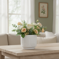 FANGSHENG Pots de fleurs en céramique à rayures courbes au design moderne, émaillés, de haute qualité, personnalisables, pour l'intérieur/l'extérieur, Chine Guangdong