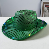 Cappello da Cowboy Luminoso a LED di Lusso per Halloween e Carnevale, Cappello Western con Paillettes Colorate, Accessorio per Spettacoli e Feste, Disponibile in Diversi Colori