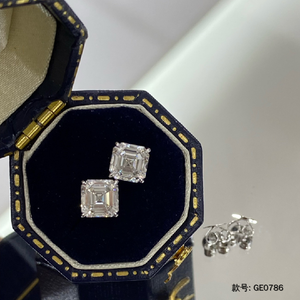 Diseñador de Navidad Pendientes de joyería de moda <span class=keywords><strong>18K</strong></span> Oro 0.5ct Square Asscher Cut Lab Grown Diamond Stud Pendientes para mujeres - Product Image 3