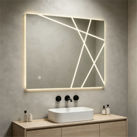 Miroir mural LED rectangulaire moderne anti-buée, gravé au laser, sans cadre, pour la décoration de la maison, miroir pour la salle de bain, la chambre à coucher, le salon