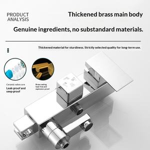 Ensemble de douche de salle de bain en cuivre chromé <span class=keywords><strong>Xinchao</strong></span> avec pomme de douche à effet pluie pressurisée murale et barre coulissante - Product Image 2