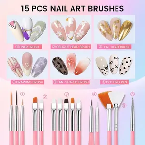 ชุดแปรงเพ้นท์เล็บ 21 ชิ้น พร้อมแปรง 15 ชิ้น ปากกาแต่งลายจุด 5 ด้าม และจานสี – ชุดอุปกรณ์ทำเล็บ DIY ที่จำเป็นสำหรับช่างทำเล็บและผู้เริ่มต้น - Product Image 2