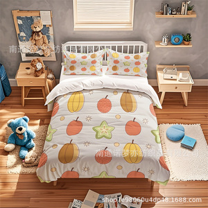Parure de lit Xzl Tropical Fruit 1,8 m, impression numérique, style nordique doux, housse de couette, taie d'oreiller et drap - Product Image 2