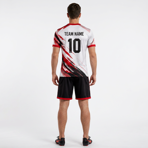 Uniforme de Fútbol Personalizado Sublimado, Cuello en V, Manga Corta, Unisex, para Adultos, Transpirable, Absorbe la Humedad, Poliéster 3D, con Nombre del Equipo y Logotipo - Product Image 3