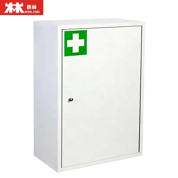 metal first aid cabinet box wall mount medicine storage box with key lockable