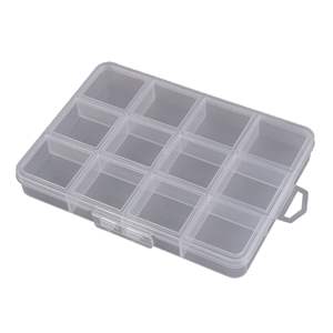 Caja organizadora de joyas transparente de 12 compartimentos, almacenamiento de escritorio de 13,5x9,8x1,7 cm con cubierta para cuentas y diamantes - Product Image 2