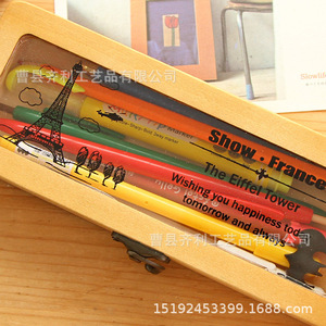 Estuche de Madera para Lápices con Regla de 15 cm, Útiles Escolares, Organizador de Oficina, Caja de Regalo, Impresión de Logotipo Personalizado - Product Image 3