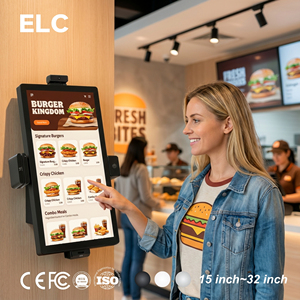 Kiosques de paiement muraux pour restaurants de burgers, borne de commande automatique Android 15, écran tactile capacitif 24 pouces, kiosque de commande et de paiement pour magasins de burgers - Product Image 1