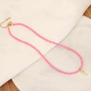 ร้อนสไตล์Bohoโลหะผสมปีศาจตาจี้สีลูกกวาดเมล็ดข้าวลูกปัดสร้อยคอทําด้วยมือสร้อยคอลูกปัดเค้นคอสําหรับผู้หญิงสาว - Product Image 3