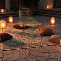 Chaise élégante de luxe moderne en maille métallique or rose, pivotante et réglable, avec base chromée, idéale pour la plage, l'extérieur, les cafés, les restaurants, les centres commerciaux, la maison, les hôtels et les sous-sols.