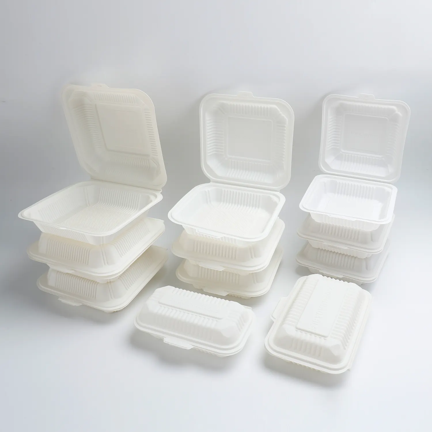 Biodegradable Disposable Clamshell Cornstarch Lunch Box Take Away Disposable Plastic Corn Starch Clamshell Lunch Box