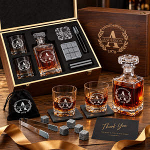 Personal isierte Whisky Dekan ter Set mit hölzernen Geschenk box benutzer definierte Geschenke für Freunde, Väter, Ehemänner, <span class=keywords><strong>Bestman</strong></span> - Product Image 6