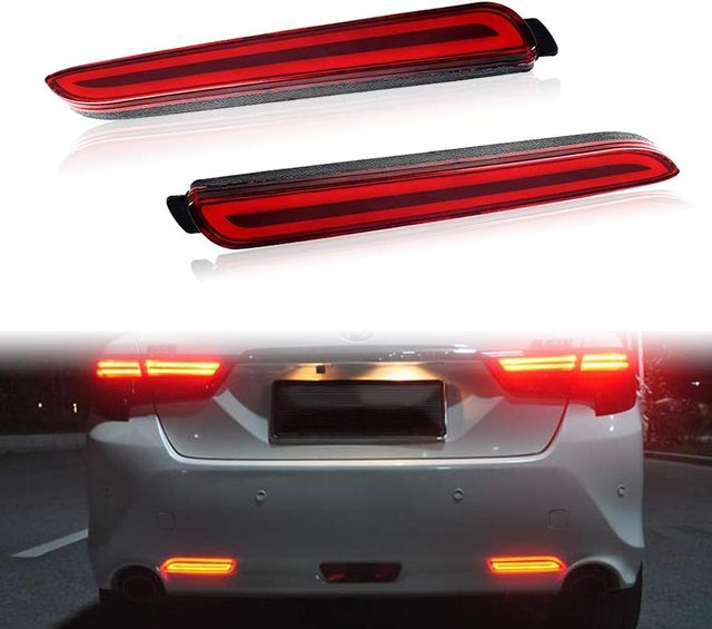 For Toyota Camry Wish Alphard Vellfire Innova Harrier Rear Bumper LED Reflector Daylight DRL Sequential Signal Brake Light Lamp