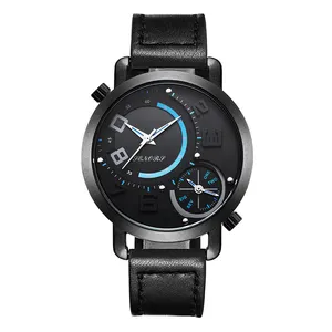Fabrikanten Spot Dual Time Zone Quartz Horloge Eenvoudige Mode Sport Waterdicht Heren Riem Horloges