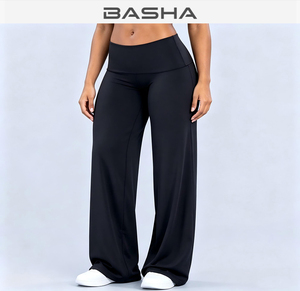 Custom Logo Women's Sexy <strong>Low</strong> <strong>Waist</strong> Fold-Over Waistband Fitness Workout <strong>Leggings</strong> Wide Leg Slimming Flare Yoga Pants Gym <strong>Leggings</strong> - Product Image 2