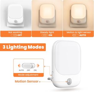 Luz Nocturna LED Moderna con Sensor de Movimiento de Encendido/Apagado Automático, Luz Blanca Cálida Suave para Dormitorio - Product Image 2