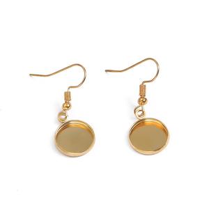 316l kualitas baja tahan karat Pvd 18k nampan berlapis emas Bezel Cabochon anting bulat kosong Temuan Diy perhiasan <span class=keywords><strong>Cameo</strong></span>