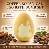 Coffret de 6 bombes de bain personnalisées en forme d'œuf de dinosaure à l'extrait de café, 80g, à base de plantes, faites à la main, hydratantes, aromatiques, brun-terre, boîte cadeau OEM