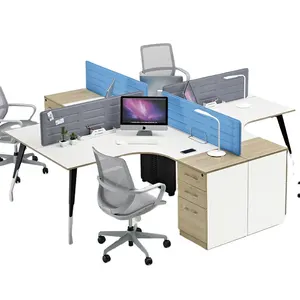 מחשב משרד שולחן תחנות עבודה עבור 8 אדם אלון משרד מחיצת עבור 4 אדם