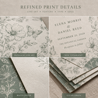 Cartes de vœux florales double face, cartes en papier botanique personnalisées pour mariage, fiançailles et fête prénuptiale