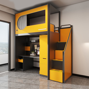 Juego de muebles para apartamento escolar de <span class=keywords><strong>albergue</strong></span> juvenil, cama de hierro, escritorio, armario, litera para habitaciones de alquiler, Material metálico para dormitorio, uso en Hotel - Product Image 2