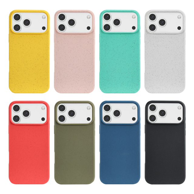 Eco Friendly Natural Upgrade Biodegradable Recycle Wheat Straw Phone Case Cover for Iphone 17 air Pro Max 16 Se Plus 15 14 13 12