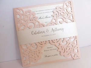 Offre Spéciale carte d'invitation de <span class=keywords><strong>mariage</strong></span> découpée au <span class=keywords><strong>laser</strong></span> en <span class=keywords><strong>dentelle</strong></span> blanche élégante avec embellissement - Product Image 4