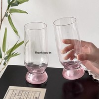 Verres à boisson en verre cristal rose Niche Mountain View de haute qualité avec paille, style chinois, pour cocktails, thé, jus et eau, usage domestique