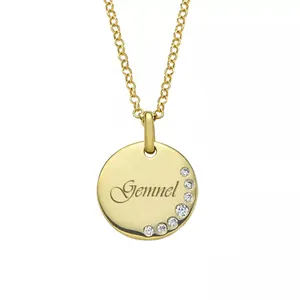 Gemnel personalizado mulheres moda colar de jóias finas 925 prata esterlina 18k banhado a ouro diamante colar de pingente de moeda por atacado