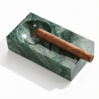 Cendrier de luxe haut de gamme en marbre vert émeraude carré avec 1 grande fente pour cigares, idéal pour la maison, le salon ou le bureau