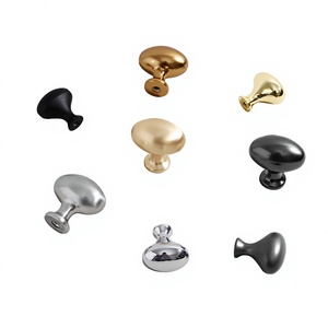 Pomo elíptico de aleación de zinc para gabinete, tirador de un solo orificio para muebles, cajones, armarios y cómodas - Product Image 1