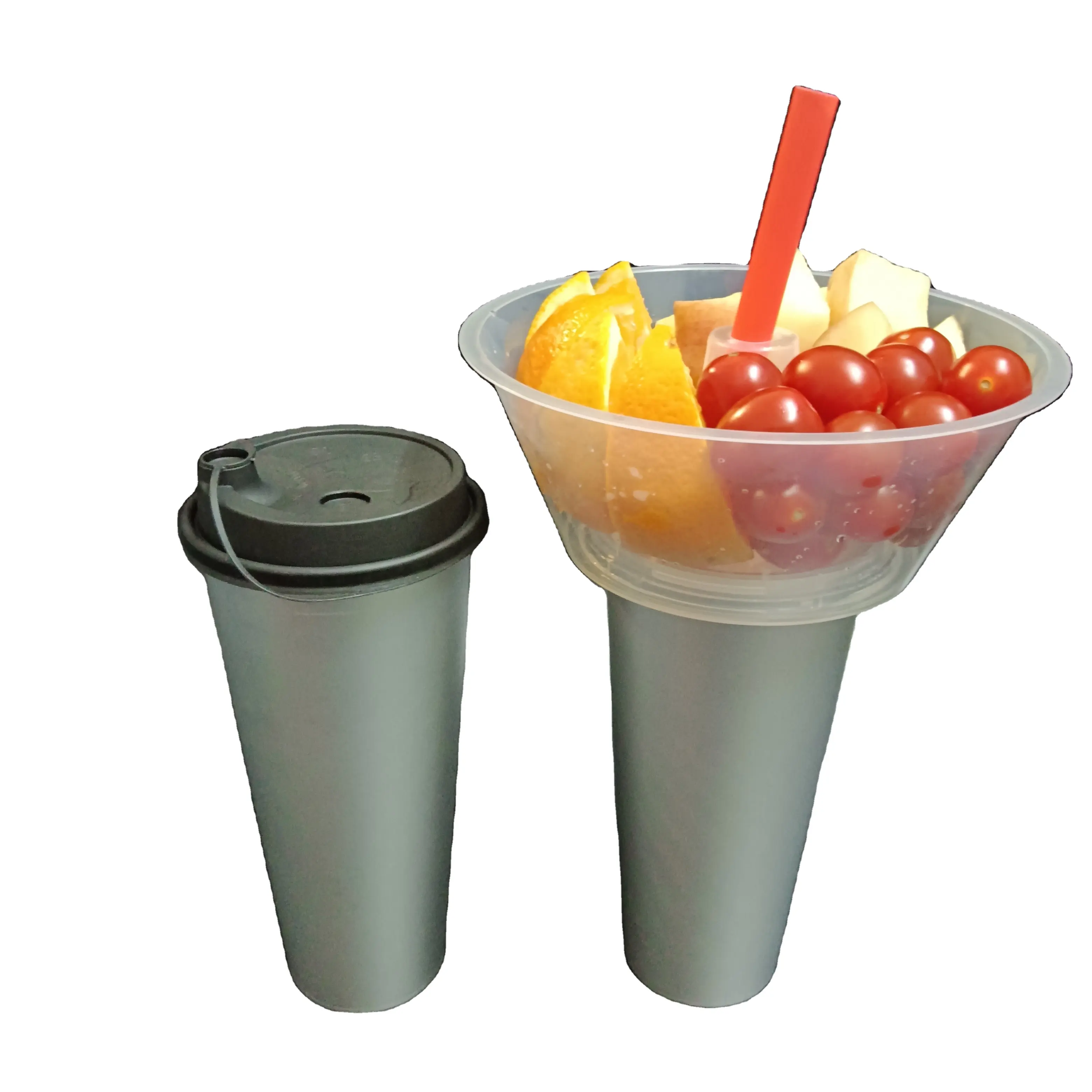 SP110 Customised Creative Popcorn Cup With Snack Bowl Share plastic cup with Tray Lid