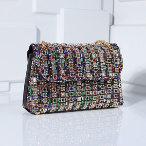 2025 nouveau plein diamant Banquet chaîne de poche mode fête épaule <span class=keywords><strong>sac</strong></span> à <span class=keywords><strong>bandoulière</strong></span> élégant soirée petit <span class=keywords><strong>sac</strong></span> diamant encastrement - Product Image 1