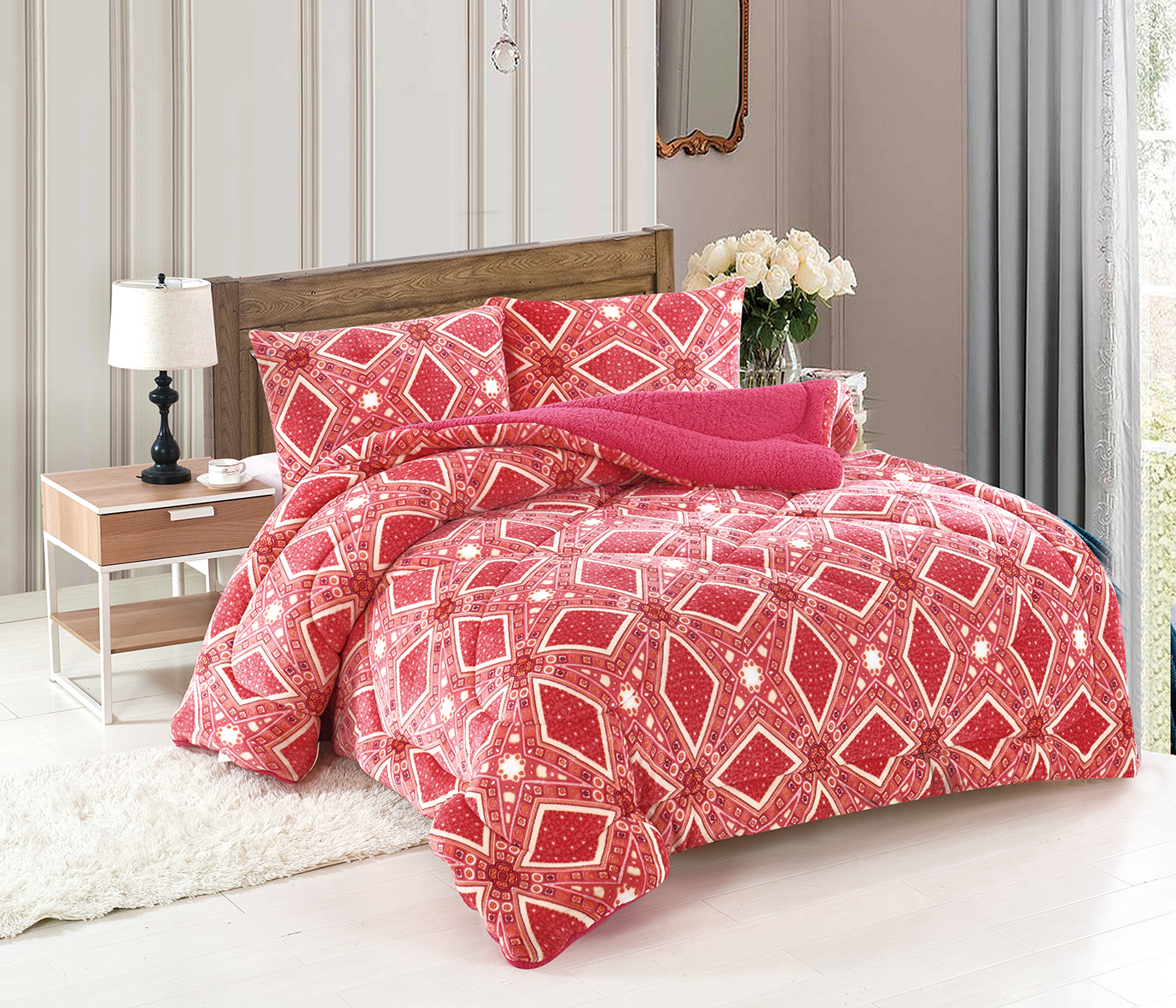 Couverture fourrure de coton confortable, plaid de luxe en flanelle, imprimé, ensembles couette pour lit d'hiver