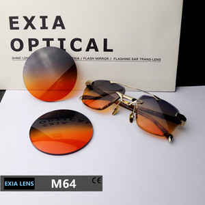 EXIA lentille M64 lunettes de soleil lentille 1.61 polyuréthane <span class=keywords><strong>MR</strong></span>-8 UV400 dégradé gris à orange couleur base courbe 3 épaisseur 3mm SHMC - Product Image 1