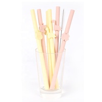 Paille en silicone réutilisable pliable et flexible pour enfants avec étui, personnalisable