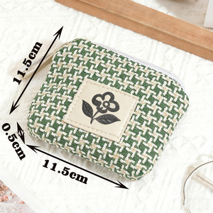 Cute Black and White Checkered <b>Coin</b> Purse Small Zipper Closure Large Capacity Eco-Friendly Fashion Canvas Portable Cosmetic <b>Bag</b> - Product Image 5