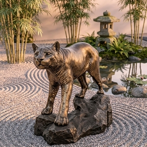 Statue de cougar/lion de montagne sur mesure en bronze doré, sculptée par procé<span class=keywords><strong>d</strong></span>é de fusion à la cire perdue, sculpture de prédateur sur mesure, sculpture en bronze - Product Image 2