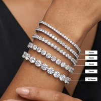 RINNTIN SMN Chaîne Tennis Diamant Moissanite VVS en Argent 925, 2MM 3MM 4MM 5MM Collier Bracelet Bijoux Hiphop Homme Femme