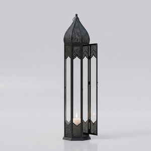 Manufacturers Tall Black Moroccan Metal <b>Candle</b> <b>Lantern</b> Handmade for Ramadan Home Floor Decorations - Product Image 5