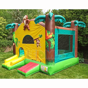 Castillo Inflable con Tobogán de Mono de la Selva Tropical, Brincolín Inflable, Hupfburg Comercial, Casa de Brinco, Moonwalk para Niños - Product Image 1