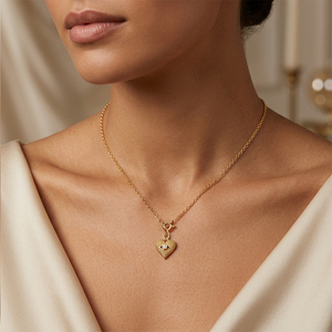 <span class=keywords><strong>Collana</strong></span> <span class=keywords><strong>con</strong></span> Ciondolo a Forma <span class=keywords><strong>di</strong></span> Cuore Hamsa Placcato Oro 18K Gemnel, in Ottone <span class=keywords><strong>con</strong></span> Zirconi, Catena alla Moda, <span class=keywords><strong>Collana</strong></span> Trendy - Product Image 3